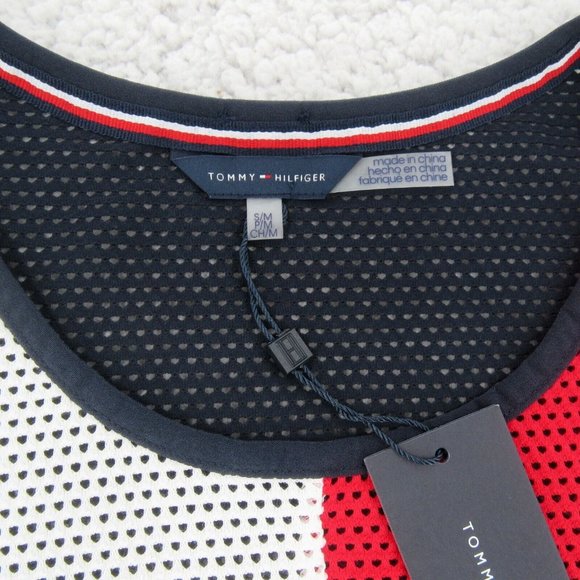 Tommy Hilfiger Swim Dress Cover-Up Mesh Navy Blue Red White Size S/M NEW $78 - Picture 10 of 13